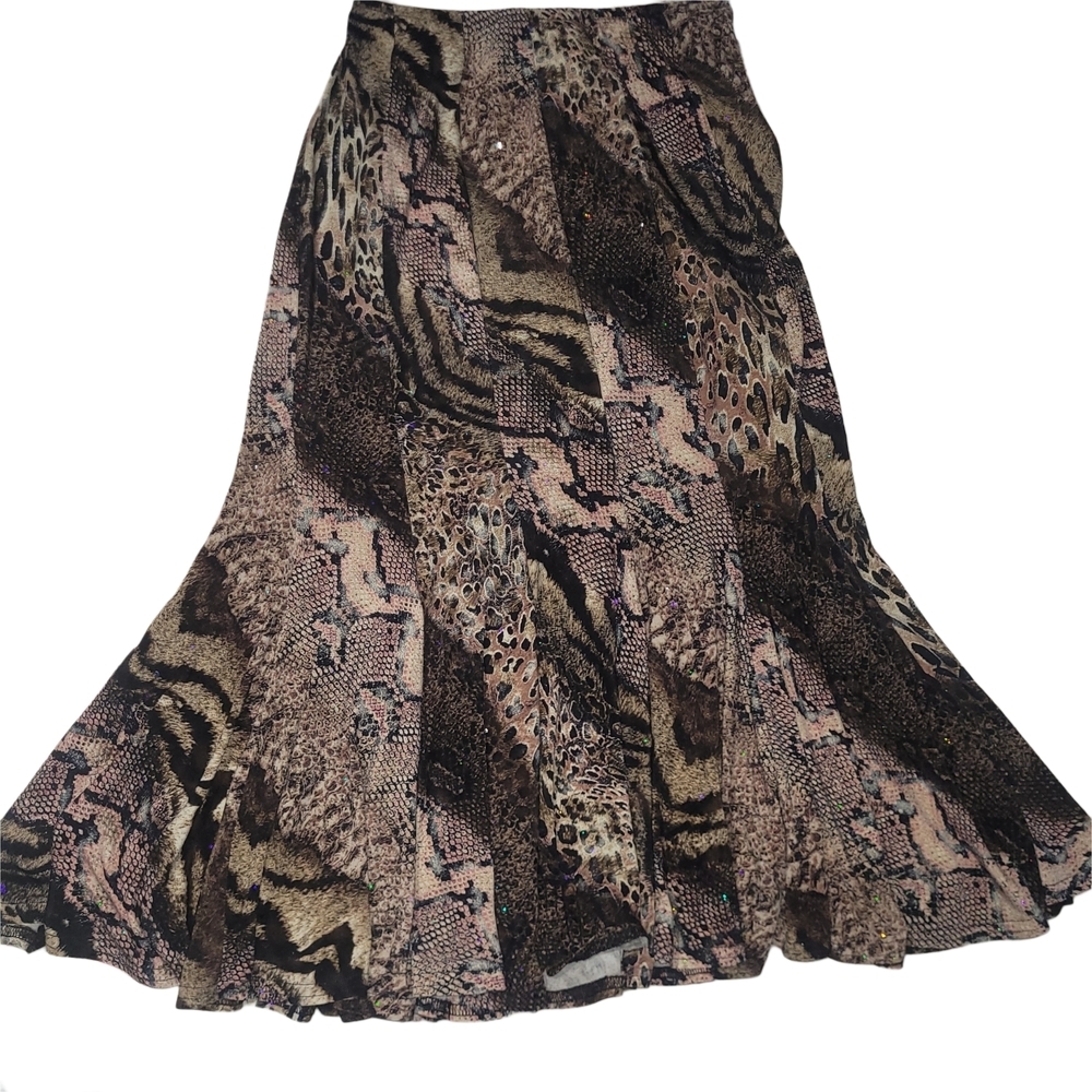 Joseph Ribkoff Vintage 90's Animal Print Fit & Flare Skirt Size 12